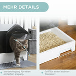 Cat Litter Box, Removable Tray with Sieve Mat & Scoop, Grey