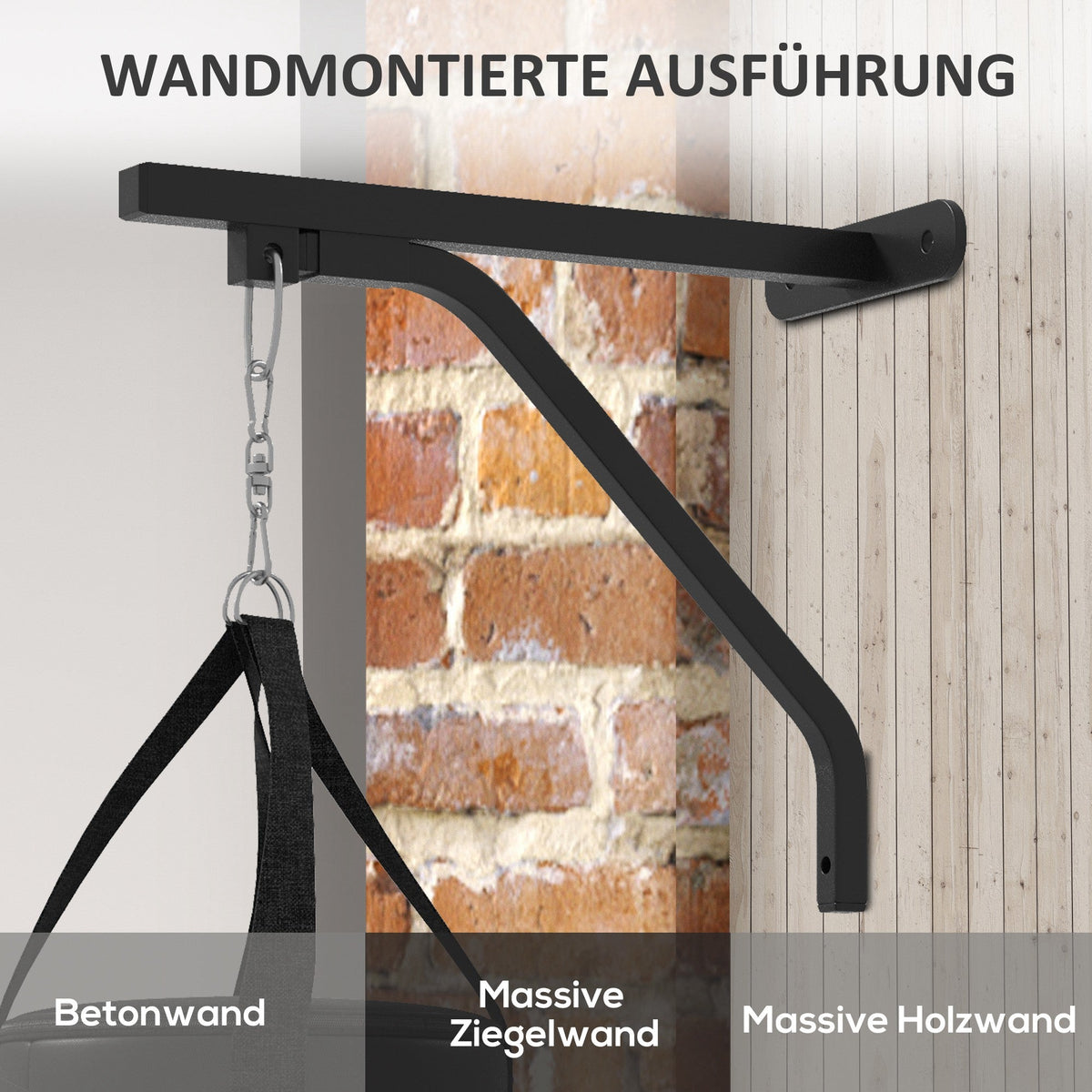 Punching Bag Wall Mount, Adjustable, Steel, Black
