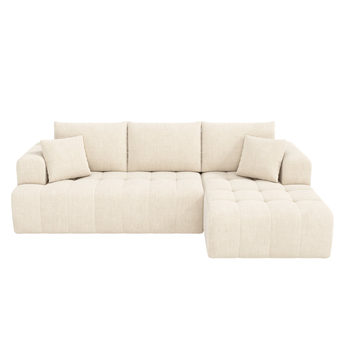 Cloud Modular L-Shaped Corner Sofa with Low-Profile Design, Beige Chenille