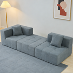Shaped Convertible Modular Couch 3-Seat Boneless No Assembly - Gray