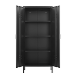 Metal Storage Cabinet with Doors and Adjustable Shelves, Black Metal