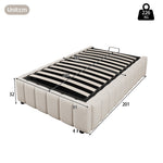 Upholstered Bed 90x200cm Hydraulic Storage - Beige
