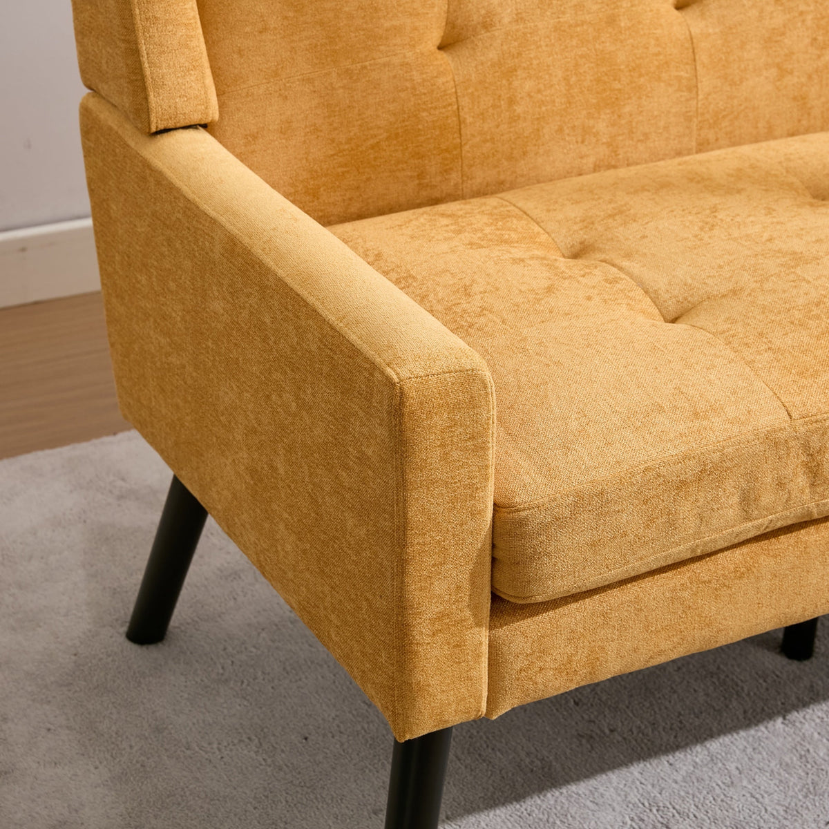 Accent Armchair Set, 2-Piece Single and Double Chairs with High-Density Foam and Solid Wood Legs, Durable Fabric
