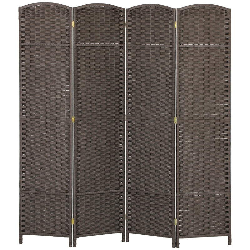 4-Panel Room Divider, Foldable Privacy Screen, Brown