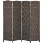 4-Panel Room Divider, Foldable Privacy Screen, Brown