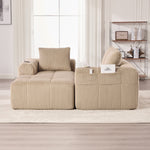 Compact Sofa Modular Side Pocket Cup Holder 3 Cushions - Corduroy Khaki