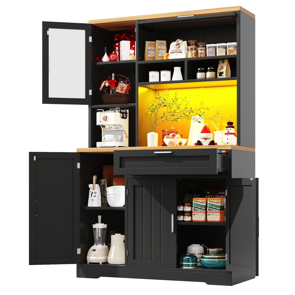 Tall Display Cabinet LED Lighting 104x40x180cm White/Black