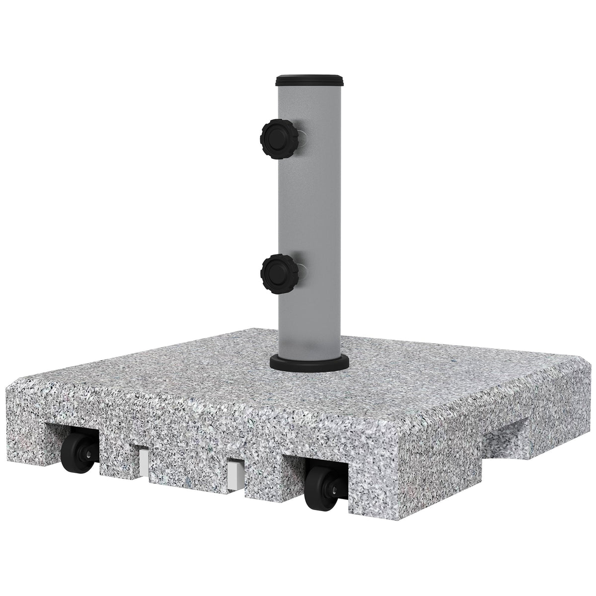 Granite Parasol Base, 28kg with Wheels, Pole Diameters 32/38/48mm, Grey
