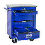 4-Drawer Tool Trolley, Multifunctional Rolling Storage, Metal, Black & Blue