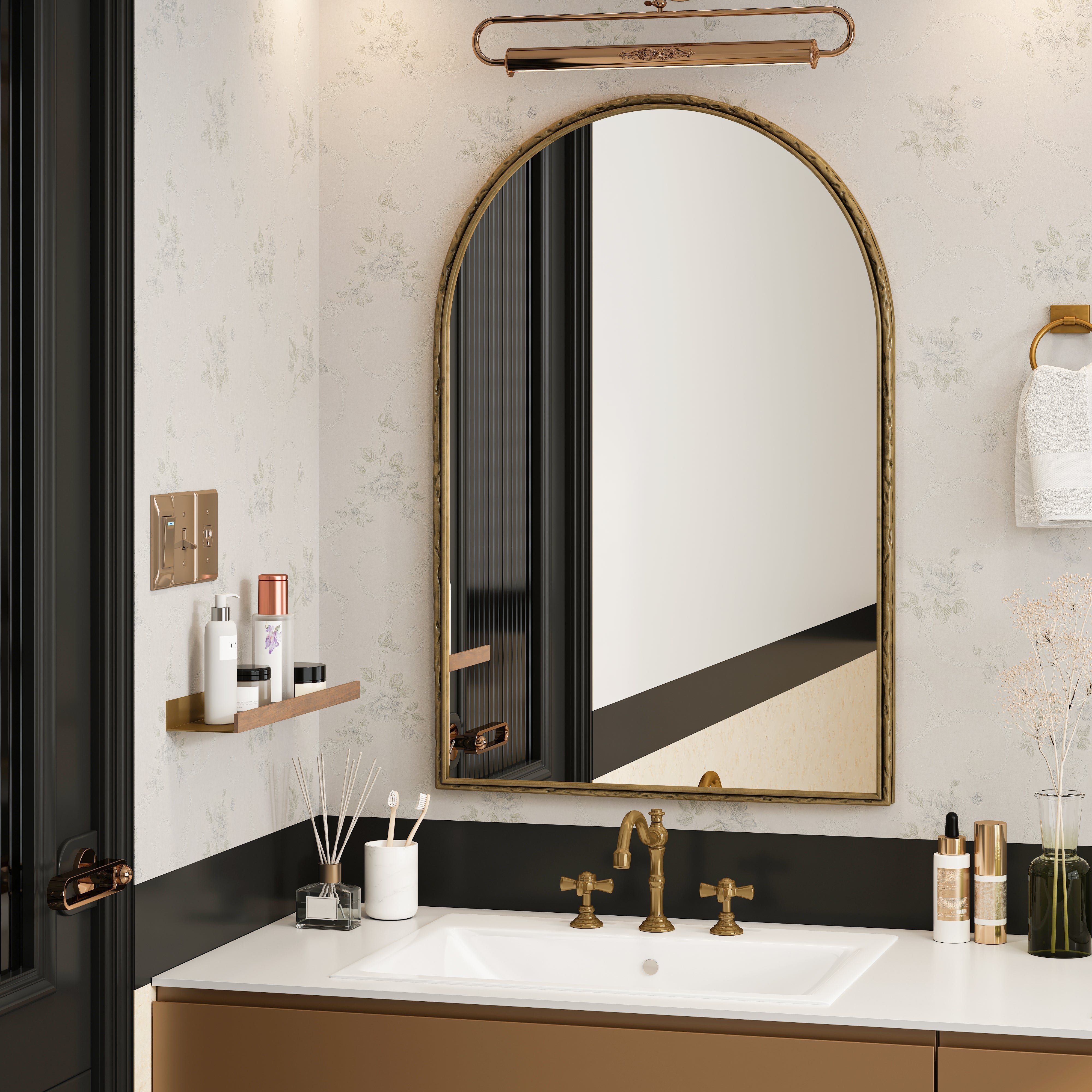 Arched Mirror Wall Decor Vanity Bathroom Gold