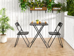 Outdoor 3-Piece Foldable Bistro Set, 2 Chairs & 1 Table, Black