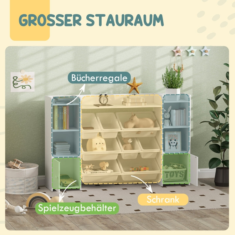 Children's Storage Shelf & Toy Organizer, 8 Removable Boxes, White