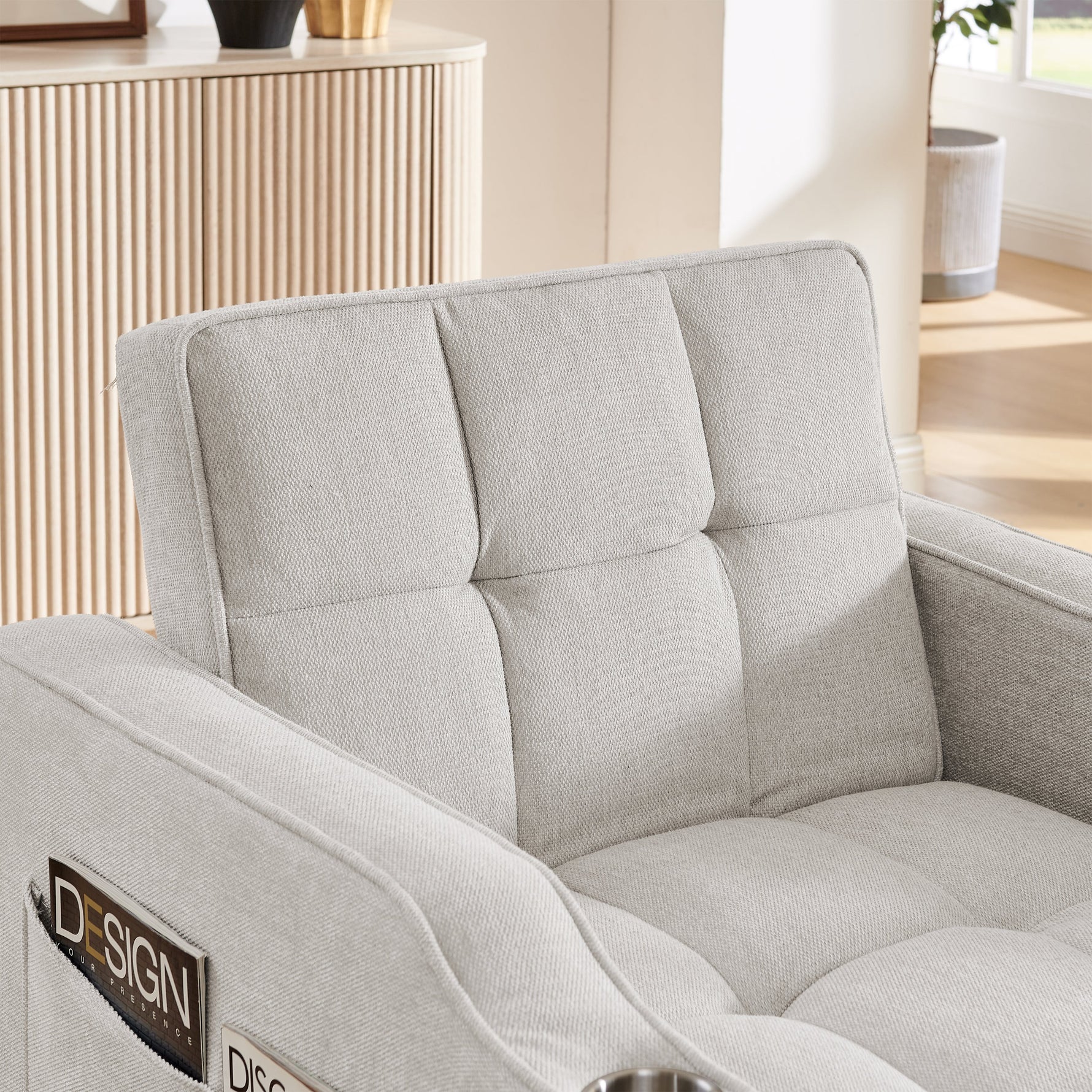 3-in-1 Sofa Bed Slide-to-Transform USB Charging - Beige