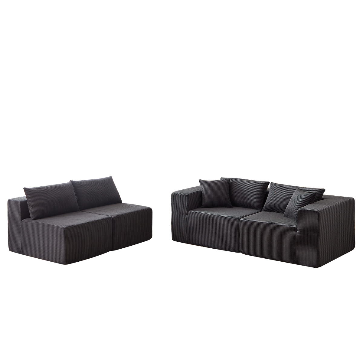 Modular L-Shaped Sectional Sofa 104-Inch 4-Piece Foam-Filled - Corduroy