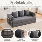 Sofa Foldable Metal Frame with 3 Cushions Side Pockets Dark Grey