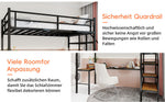 Loft Bed with L-shaped Desk, Storage & Stairs, Sturdy Metal