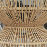 Rattan Side Table Ø60 cm Tempered Glass Boho Design Natural Wood