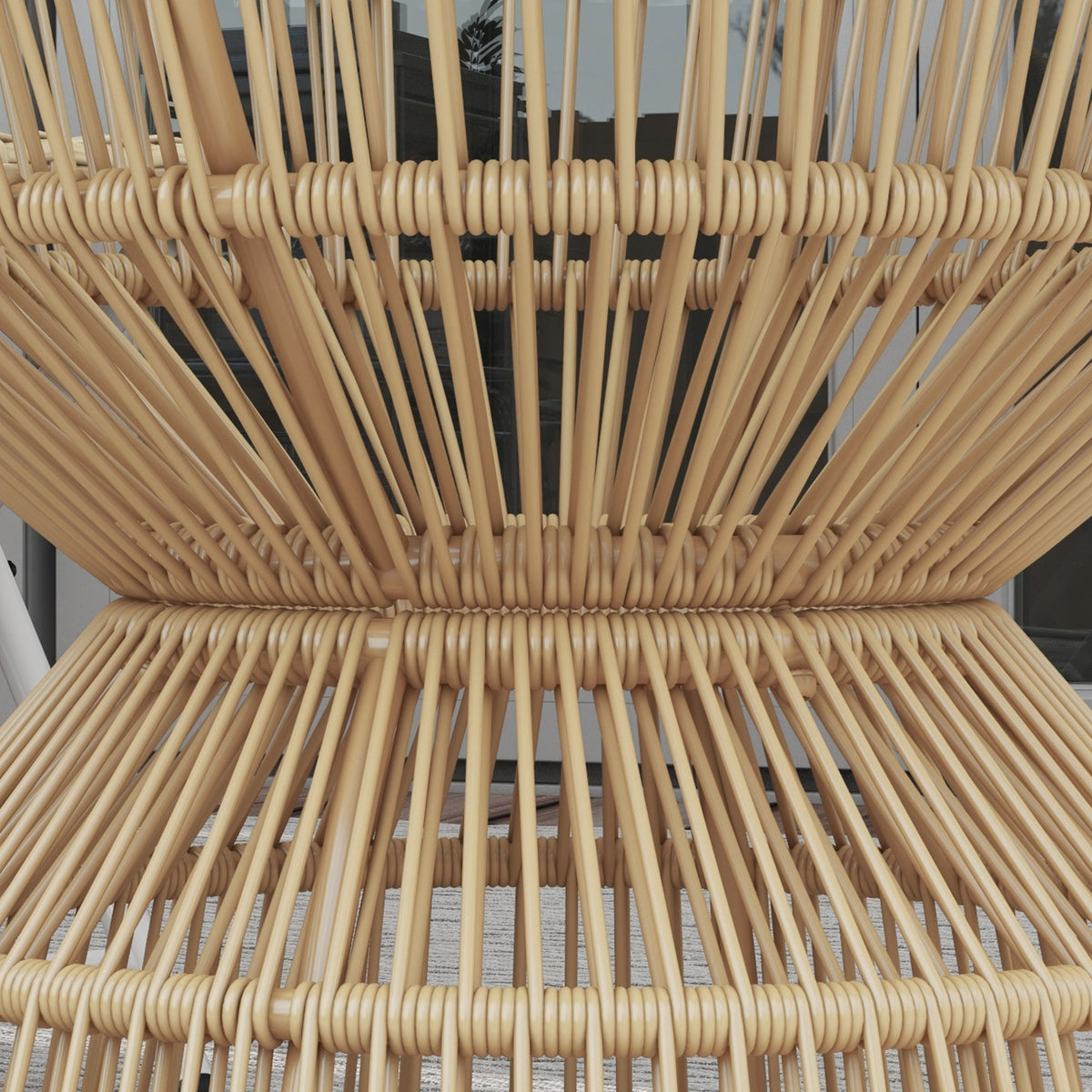 Rattan Side Table Ø60 cm Tempered Glass Boho Design Natural Wood