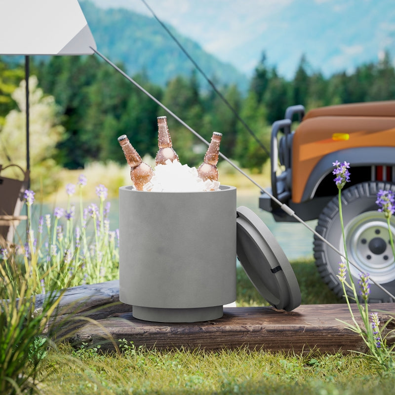 Cool Bar Side Table, 10 L Drinks Cooler, Light Gray