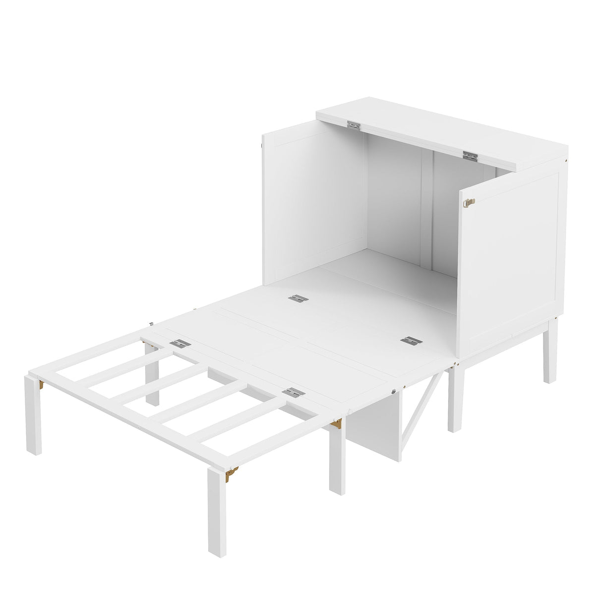 Wall Bed, 90x200 cm, Slatted Frame, Youth, White