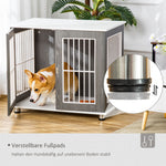 Wooden Dog House, Table Top & Cushion, Grey+White