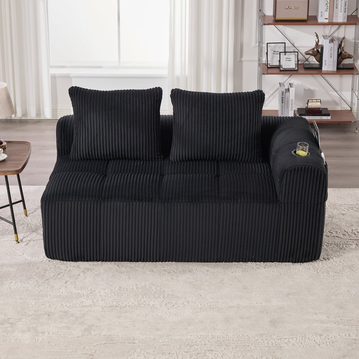 Two-Seater Sofa Storage Pocket Drink Holder - Corduroy Fabric