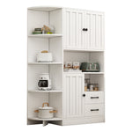 Corner Wardrobe Display Cabinet, 3 Cabinets 2 Drawers, 14 Storage Areas, 104x35x155cm, White