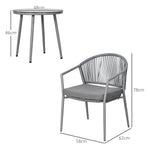 Seating Group 2 Chairs Coffee Table Balcony Furniture Steel Grey