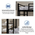 Metal Bunk Bed, Two Single Beds, Heavy-Duty, Quiet, Safety Railing, No Box Spring Required, Metal
