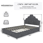 Modern Minimalist Soft Bed, 140*200CM, High Box Bed, Gray