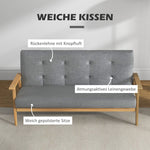 Three-Seater Upholstered Sofa, Rubberwood, Grey