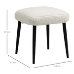 Footstool Square Dressing Stool, Steel Legs, Cashmere Look Cream
