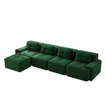 Boneless Sofa Modular L-Shaped Chaise Lounge 4-Seater Deep-Seat - Corduroy Green