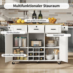 Dining Cart Removable Worktop Spice Rack Adjustable Storage - White