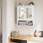 Bathroom Cabinet, Mirror & Adjustable Shelf, White