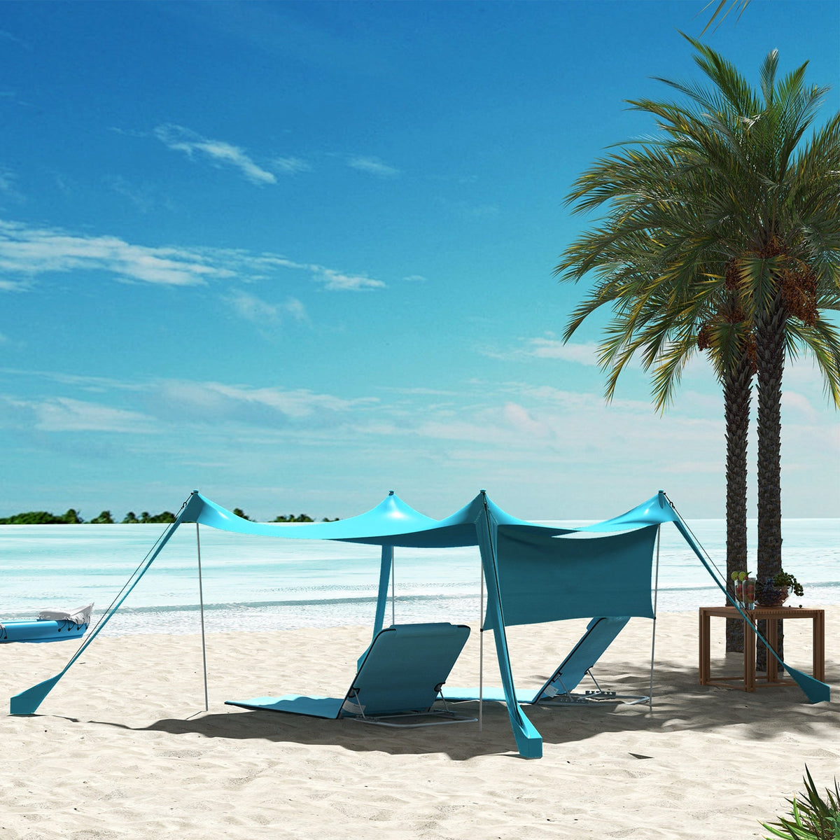 Sunshade Canopy, Waterproof 3x3x2m, Steel Poles, Fabric