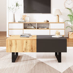 Multifunctional Modern Sliding Coffee Table with Hidden Storage, Wood and Metal