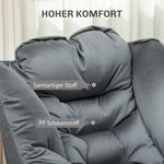 Armchair Lounge Chair Upholstered Velvet Look, Grey