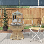 Rattan Side Table Ø60 cm Tempered Glass Boho Design Natural Wood