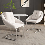 Velvet Dining Chair Set of 4, Luxurious Swivel with Cushions and Curved Legs, Beige Samt