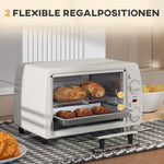 Mini Oven 10L 750W 230℃ Temp 60 Min Timer, Cream White