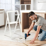 Stepladder, 3 Steps Anti-Slip Folding with Handle, Aluminum, White