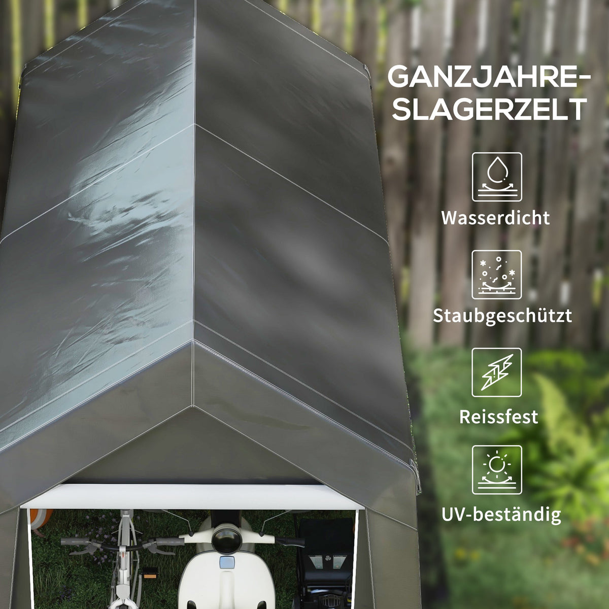 Garage Tent 2.1x3.6m Storage UV Protection Water-Repellent, Dark Grey