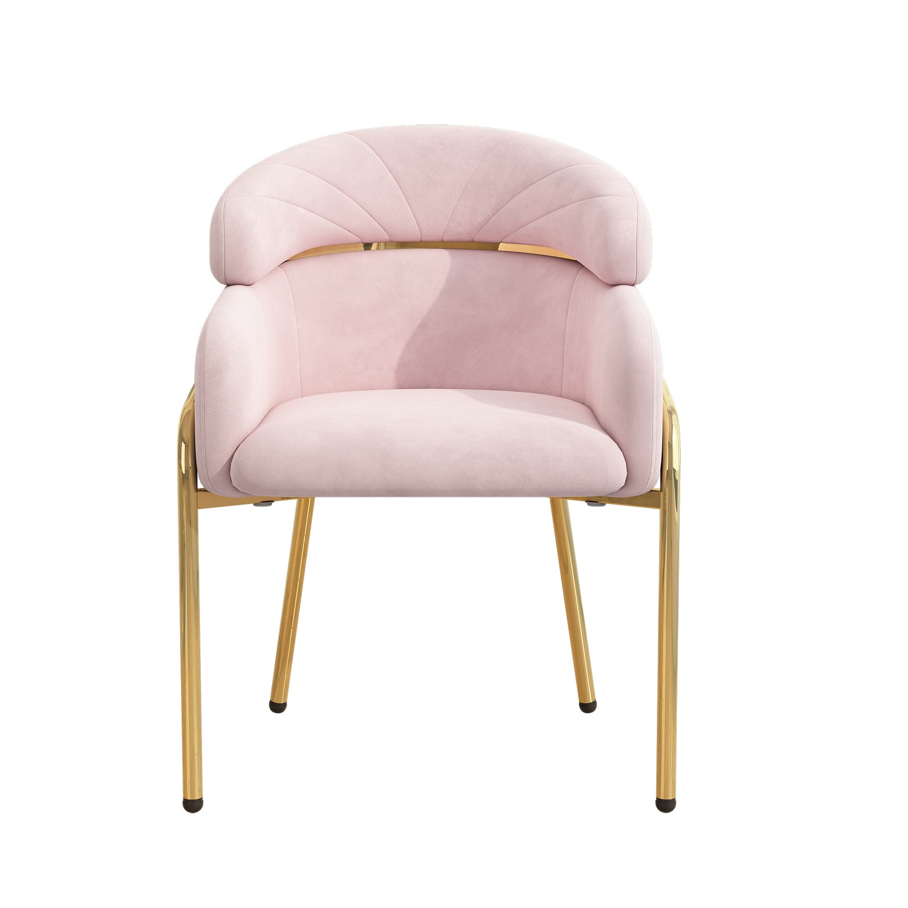 Dining Chair, Single Light Luxury Leisure Chair with Metal Legs, Pink Velvet