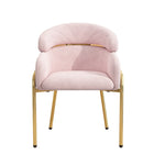 Dining Chair Single Light Luxury with Metal Legs Velvet Pink