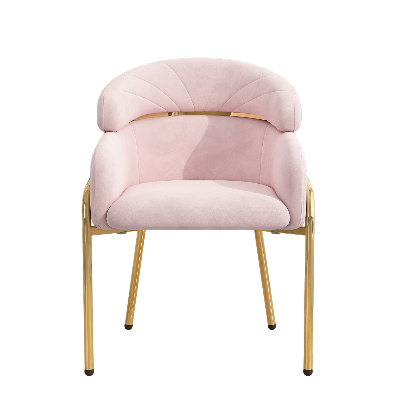 Dining Chair Single Light Luxury with Metal Legs Velvet Pink