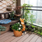 Flowerpot Rabbit Wicker Basket Herb Pot with Drainage Hole MgO