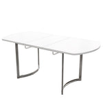 Extendable Dining Table 140/180x80cm 4-6 Seater Modern Silver Metal Legs - White