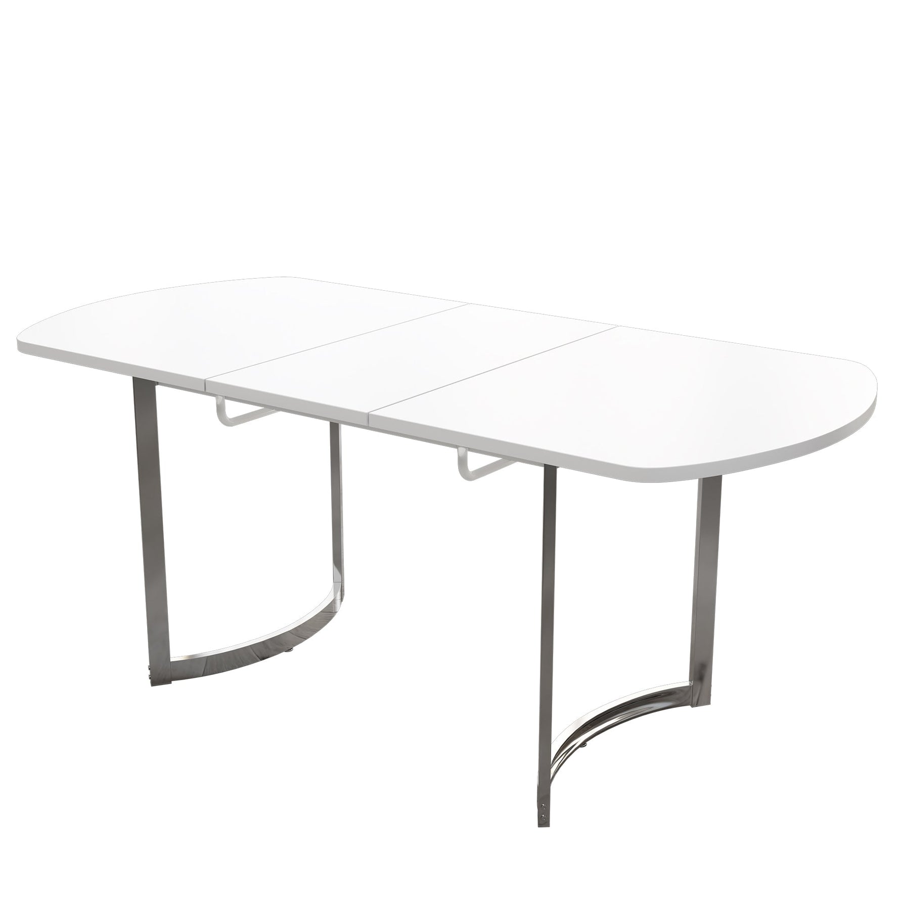 Extendable Dining Table 140/180x80cm 4-6 Seater Modern Silver Metal Legs - White