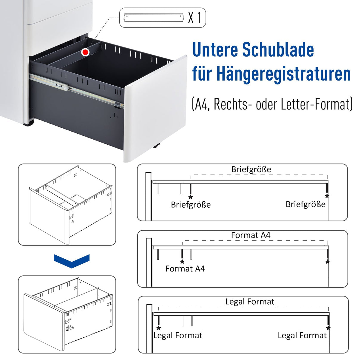 Mobile Filing Cabinet 3 Drawers Office Steel White 39x48x59cm